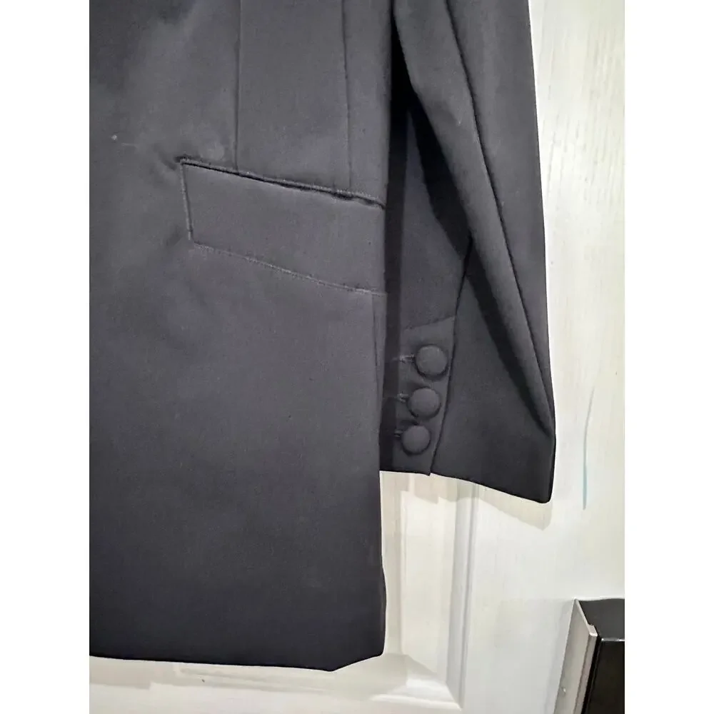 Cabi #4119 Black Career One Button Ponte Knit Dinner Blazer Jacket Size 10